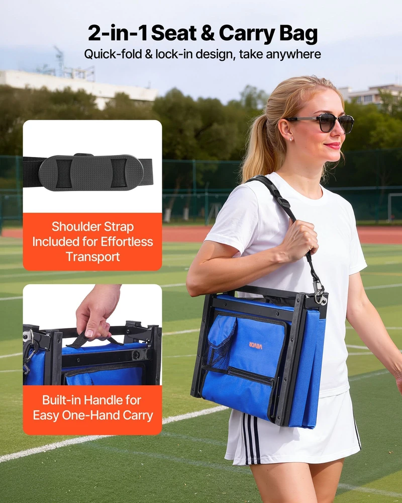 VEVOR Sulankstoma kėdė stadionui su atlošu ir pagalvėle