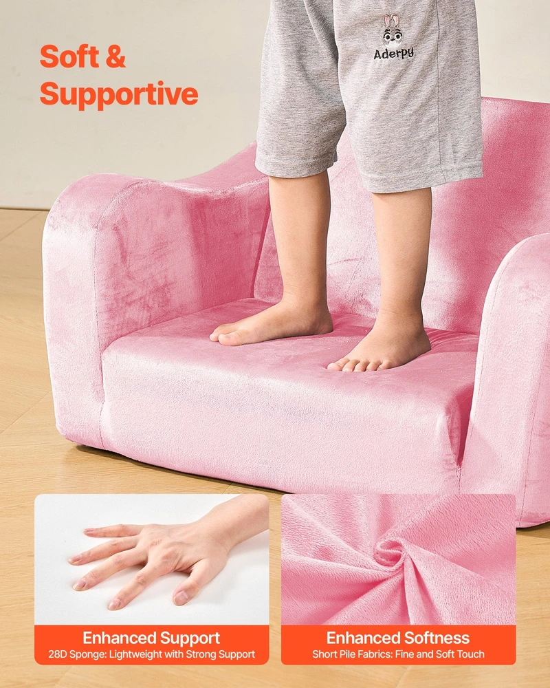 VEVOR Sulankstoma vaikiška sofa 2-in-1, rožinė