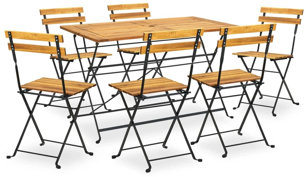 Lauko baldų komplektas Sulankstomas lauko komplektas, 7 dalių, akacijos masyvas