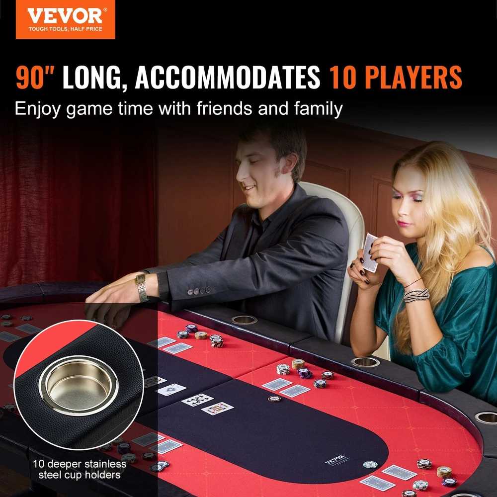 VEVOR Sulankstomas pokerio stalas 10 žaidėjų