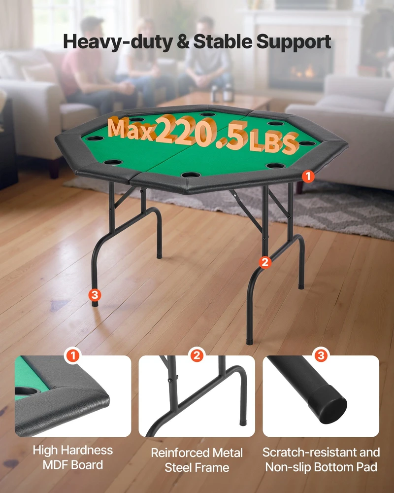 VEVOR 1220 mm sulankstomas pokerio stalas 8 žaidėjams