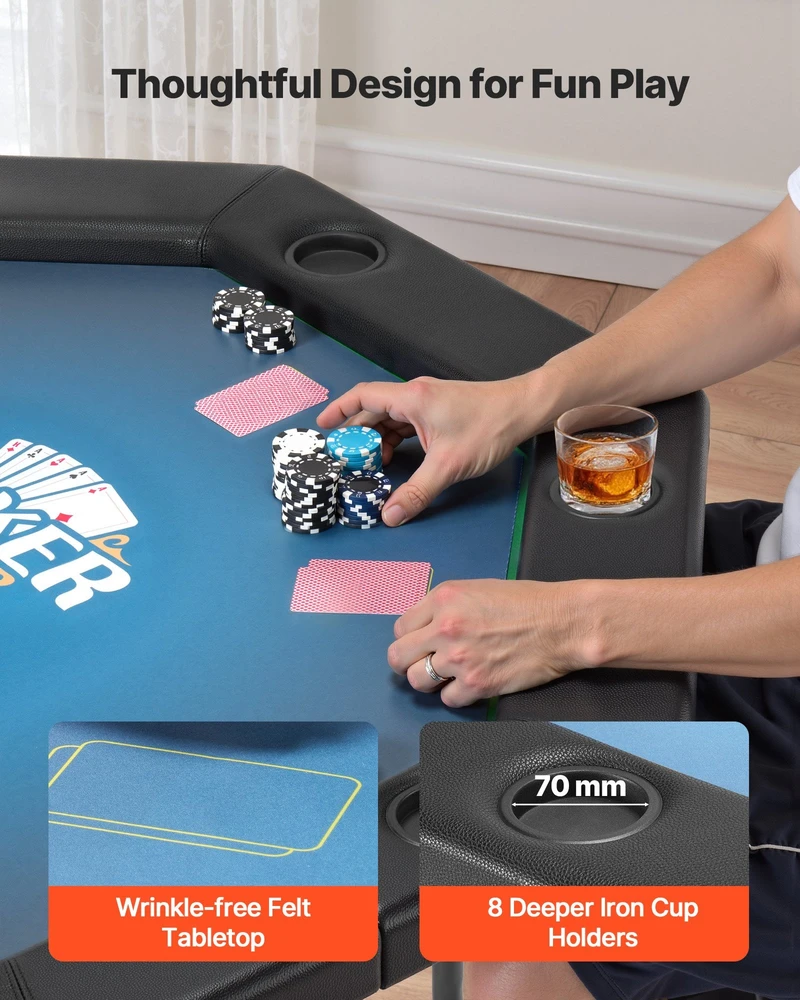 VEVOR Sulankstomas pokerio stalas 8 žaidėjams