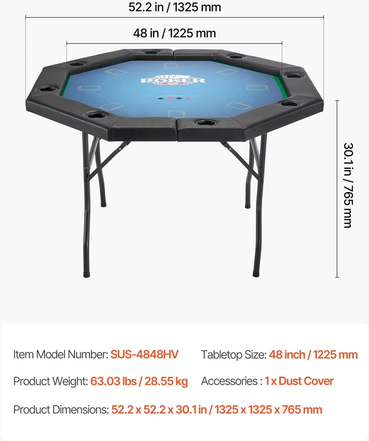 VEVOR Sulankstomas pokerio stalas 8 žaidėjams