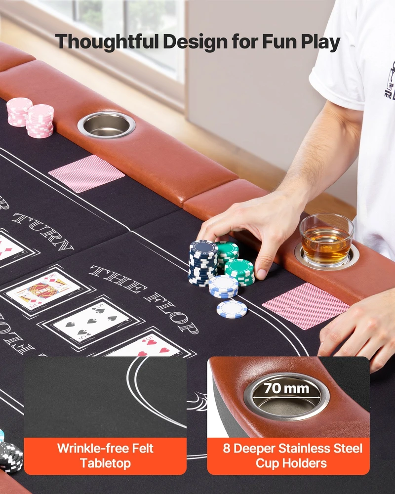 VEVOR Sulankstomas pokerio stalas 8 žaidėjams