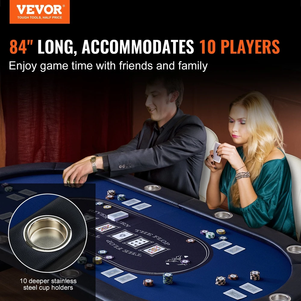 VEVOR Sulankstomas pokerio stalas 10 žaidėjams