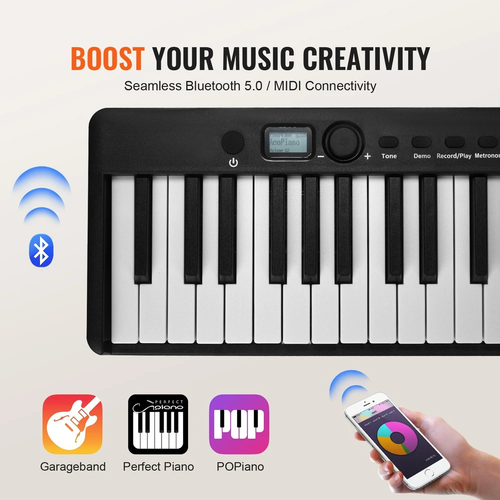 VEVOR 88 klavišų sulankstomas klavišinis pianinas su Bluetooth