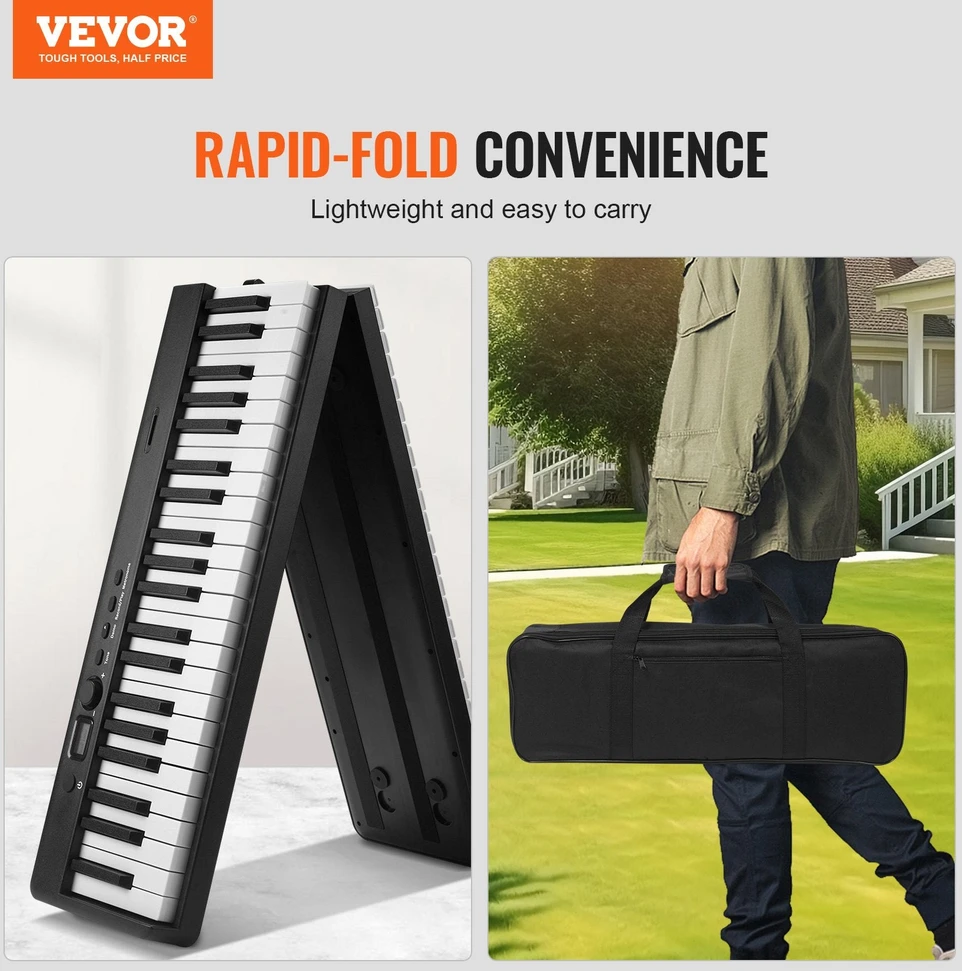 VEVOR 88 klavišų sulankstomas klavišinis pianinas su Bluetooth