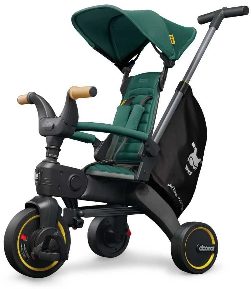 Doona Liki S5 5in1 Sulankstomas triratis dviratukas + puodelių laikiklis - Juodas/žalias