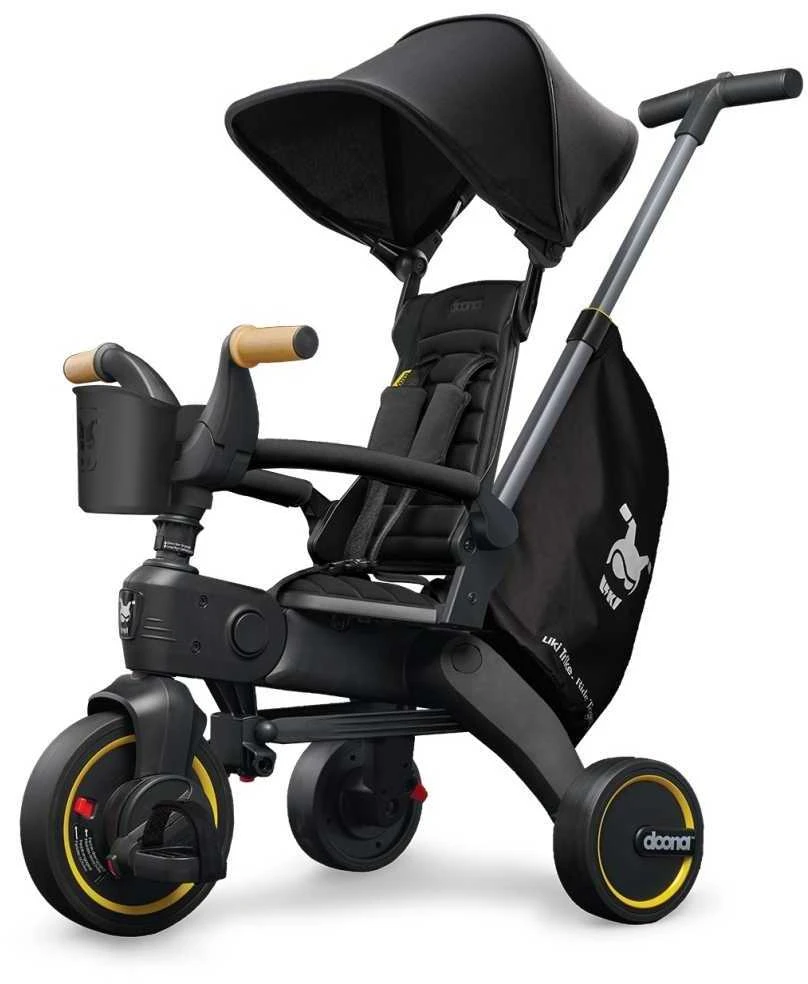 Doona Liki S5 5in1 Sulankstomas triratis dviratukas + puodelių laikiklis - Juodas