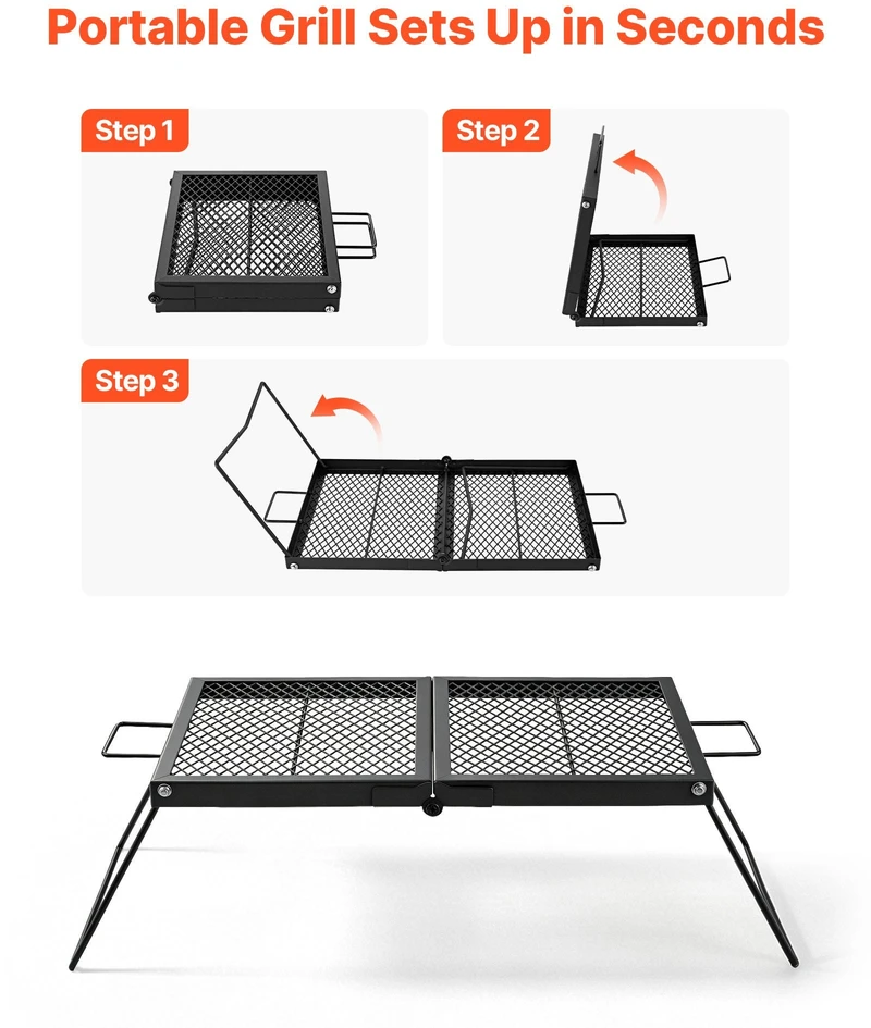 VEVOR Sulankstomos laužo grotelės 61 cm