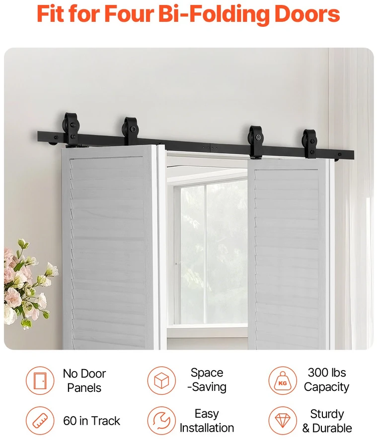 VEVOR dvejų poslinkių tvarkingų durų bėgių sistema 152 cm