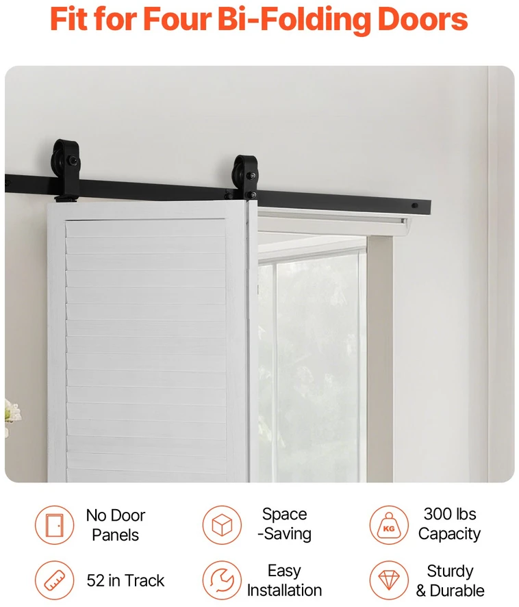 VEVOR Sulankstomo stumdomo durų bėgelio rinkinys 132 cm
