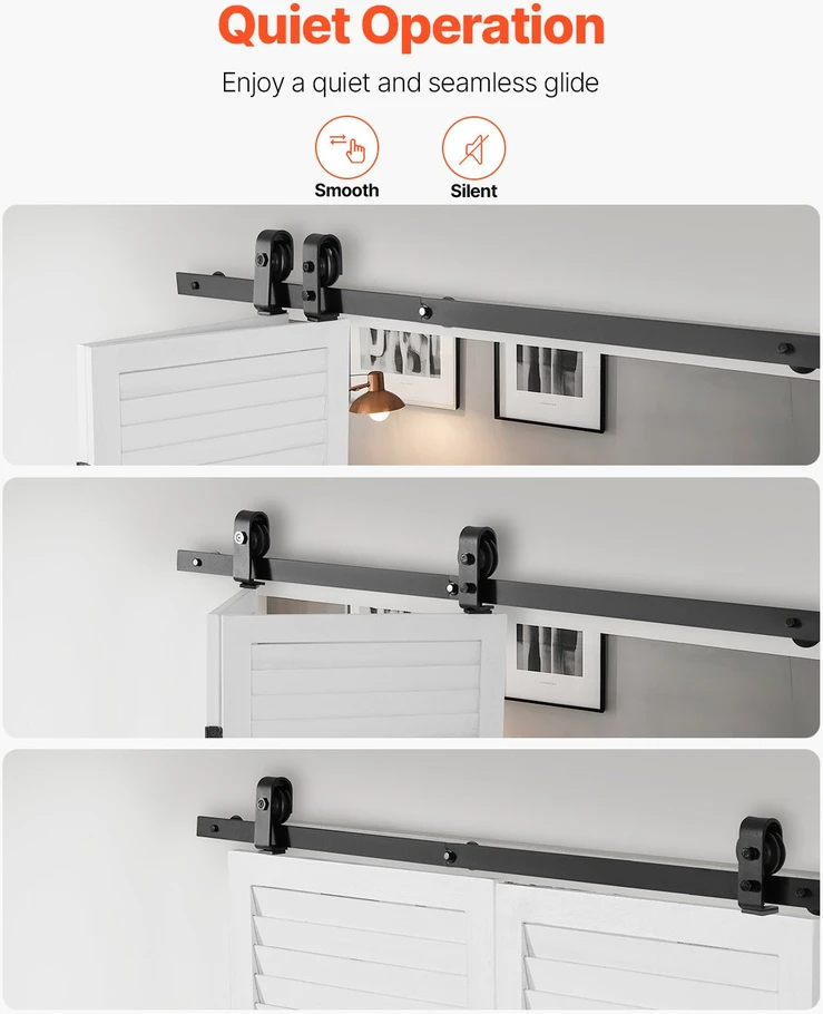 VEVOR Sulankstomo stumdomo durų bėgelio rinkinys 132 cm