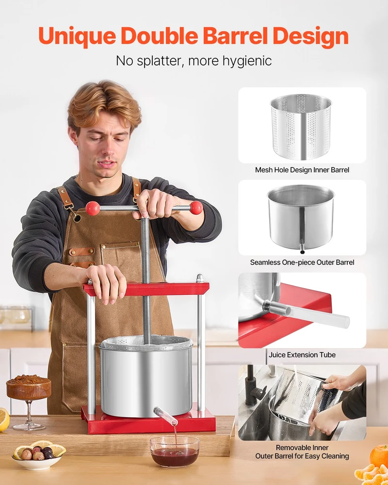 Sulčiaspaudė VEVOR Vaisių vyno spaustuvas, 1.6 Gal/6L