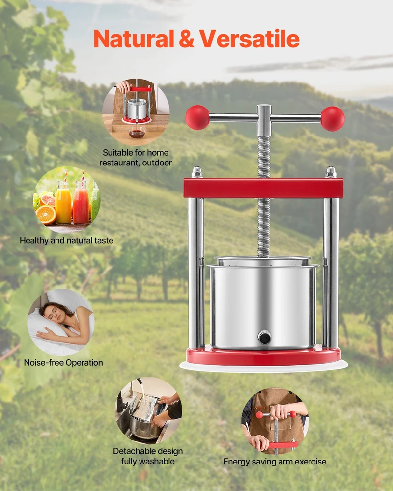 Sulčiaspaudė VEVOR Rankinė vaisių vyno spaudyklė 1.65L