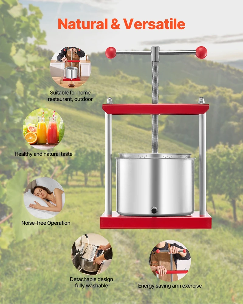 Sulčiaspaudė VEVOR Vaisių vyno spaustuvas, 1.6 Gal/6L