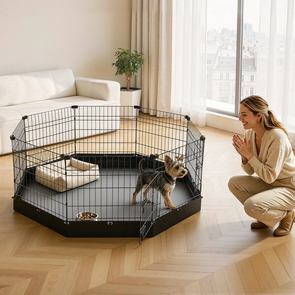 Šunų aptvaras VEVOR SKU5-242408D, 61 cm aukščio, 8 dalys
