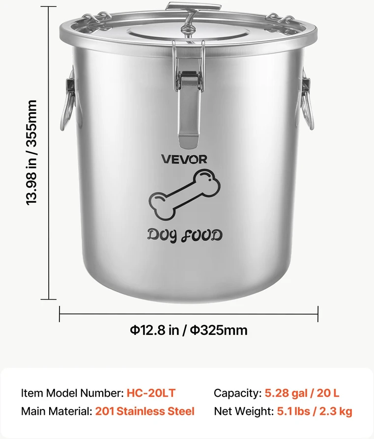 Šunų maisto laikymo konteineris VEVOR HC-20 LT, 20 l