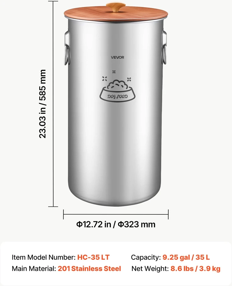 Šunų maisto laikymo konteineris VEVOR HC-35 LT, 35 l