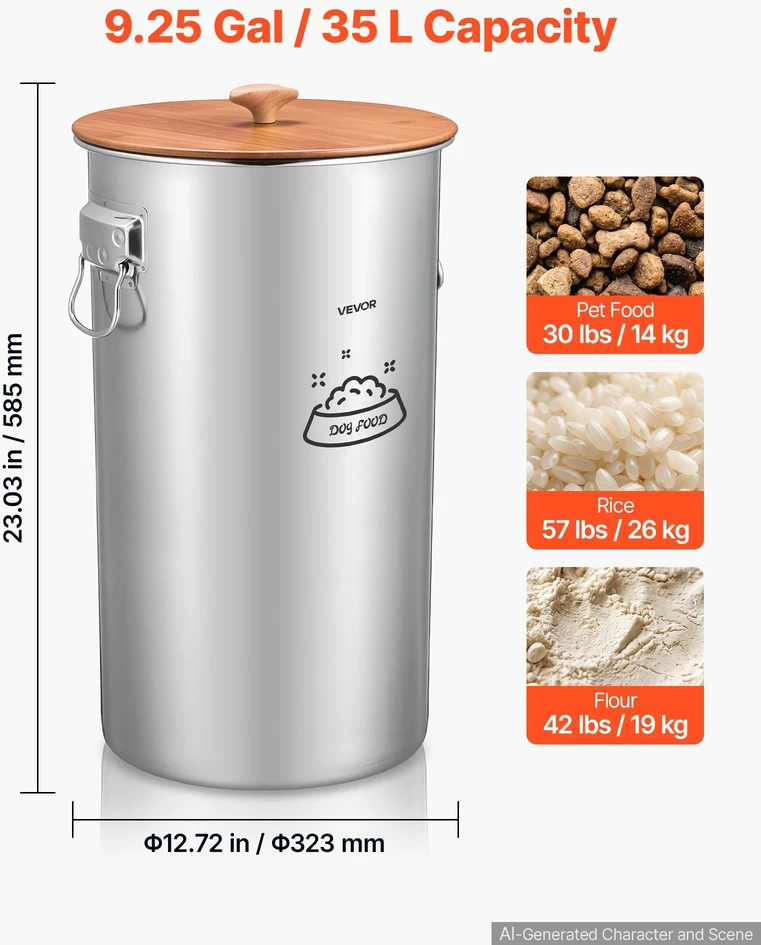 Šunų maisto laikymo konteineris VEVOR HC-35 LT, 35 l