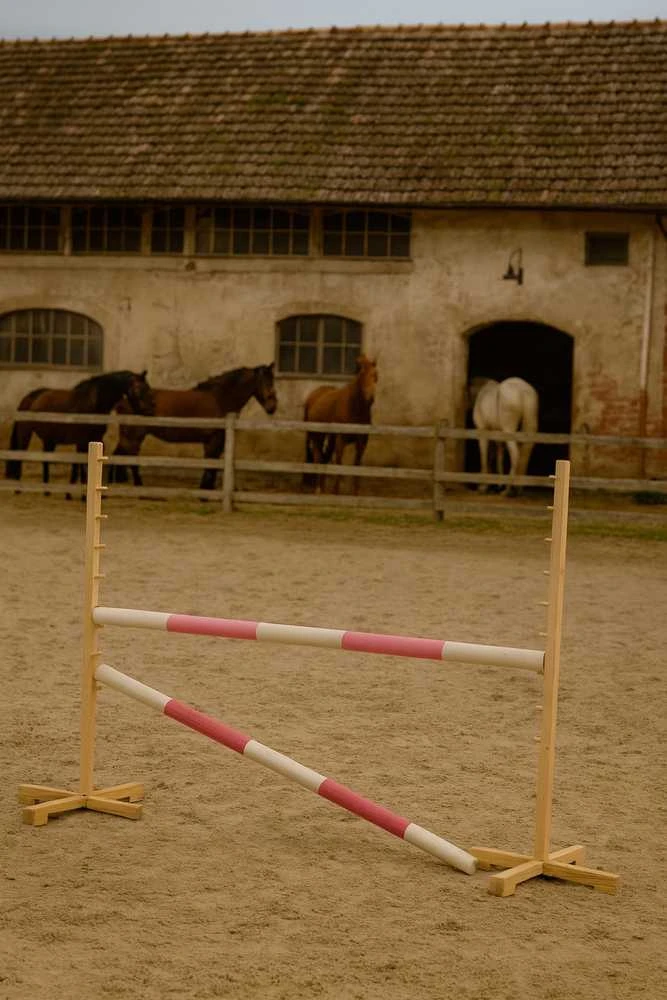 Šuolių kliūtis Hobby Horse 120 cm rožinė su dviem kartelėmis