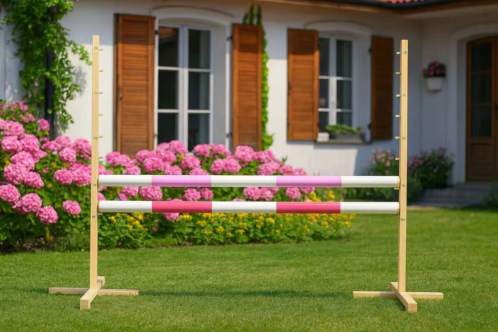 Šuolių kliūtis Hobby Horse 120 cm rožinė su dviem kartelėmis