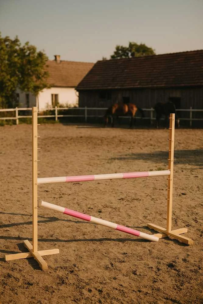Šuolių kliūtis Hobby Horse 120 cm rožinė su dviem kartelėmis