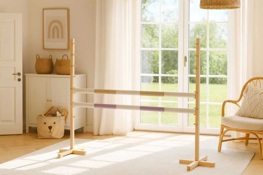 Šuolių kliūtis Hobby Horse 120 cm smėlio ir šviesiai rožinė su dviem kartelėmis
