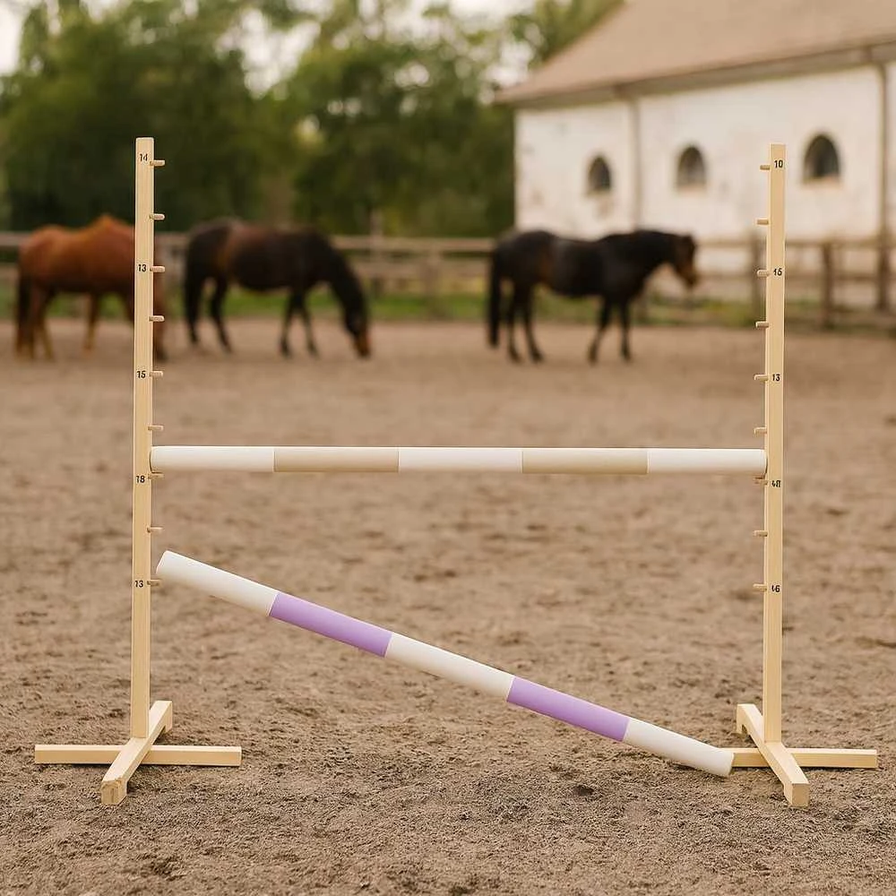 Šuolių kliūtis Hobby Horse 120 cm smėlio ir šviesiai rožinė su dviem kartelėmis