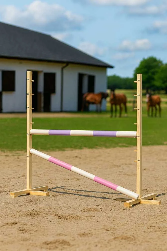 Šuolių kliūtis Hobby Horse 120 cm su dviem kartimis rožinė ir violetinė