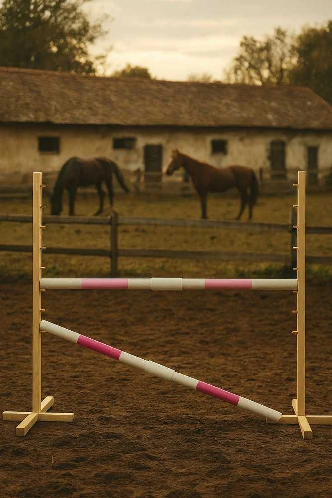 Šuolių kliūtis hobby horse 160 cm rožinė su dviem kartelėmis