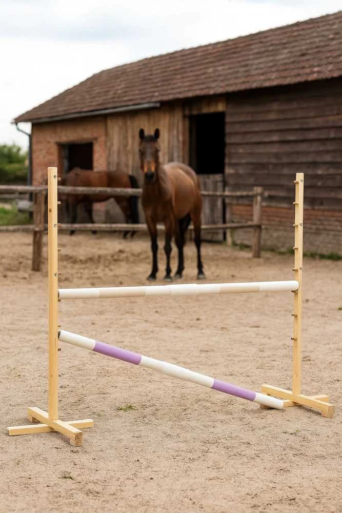 Šuolių kliūtis Hobby Horse smėlio ir šviesiai violetinė 160×120 cm