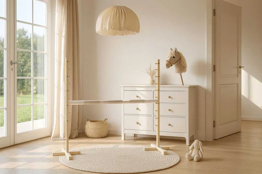 Šuolių kliūtis hobby horse sportui smėlio spalvos 160×120 cm