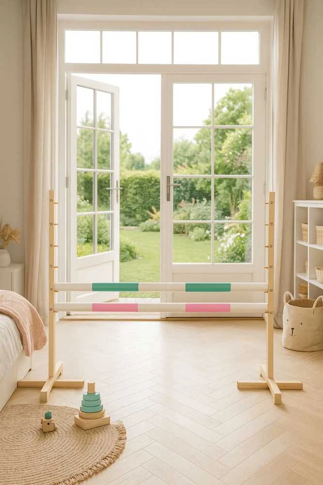 Šuolių kliūtis hobi arkliukui 120 cm mėtų ir šviesiai rožinė