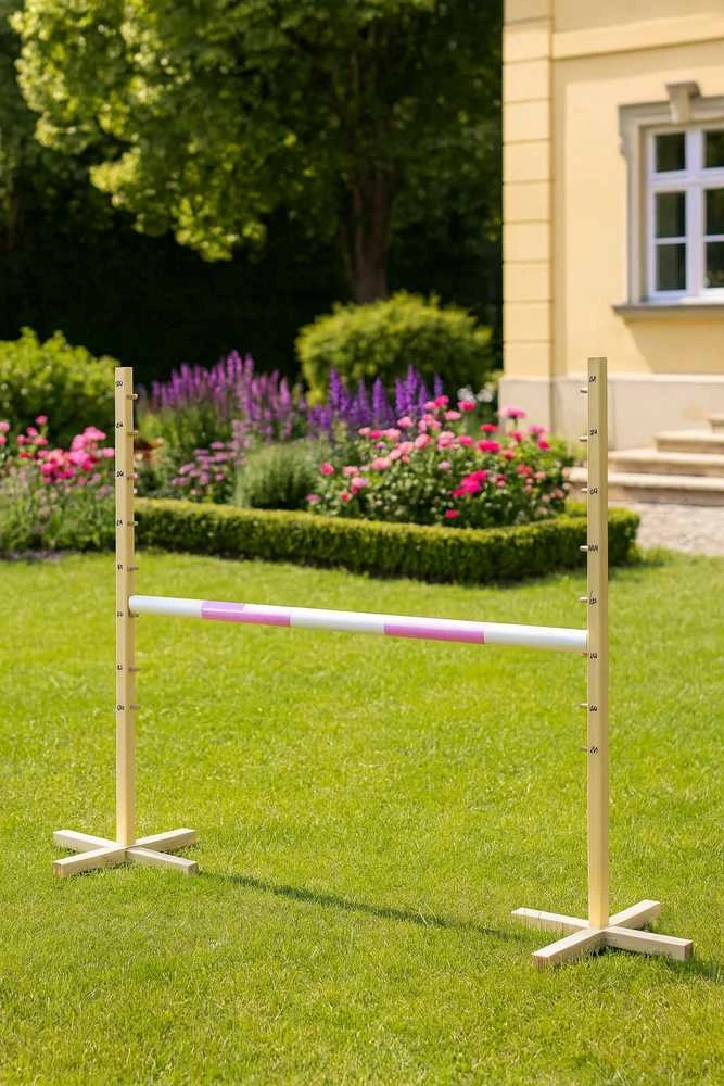 Šuolių kliūtis vaikiška šviesiai rožinė medinė 120 cm
