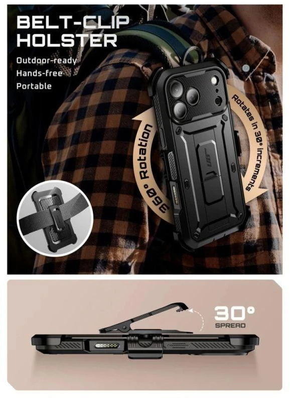 Supcase UB Pro dėklas skirtas Apple iPhone 17 Pro – juodos spalvos