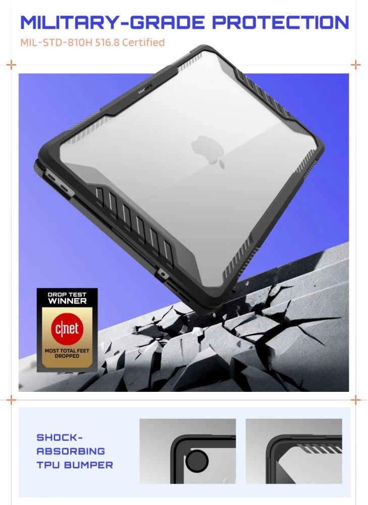 Supcase Unicorn Beetle Pro dėklas MacBook Neo 13" 2026, juodas / skaidrus