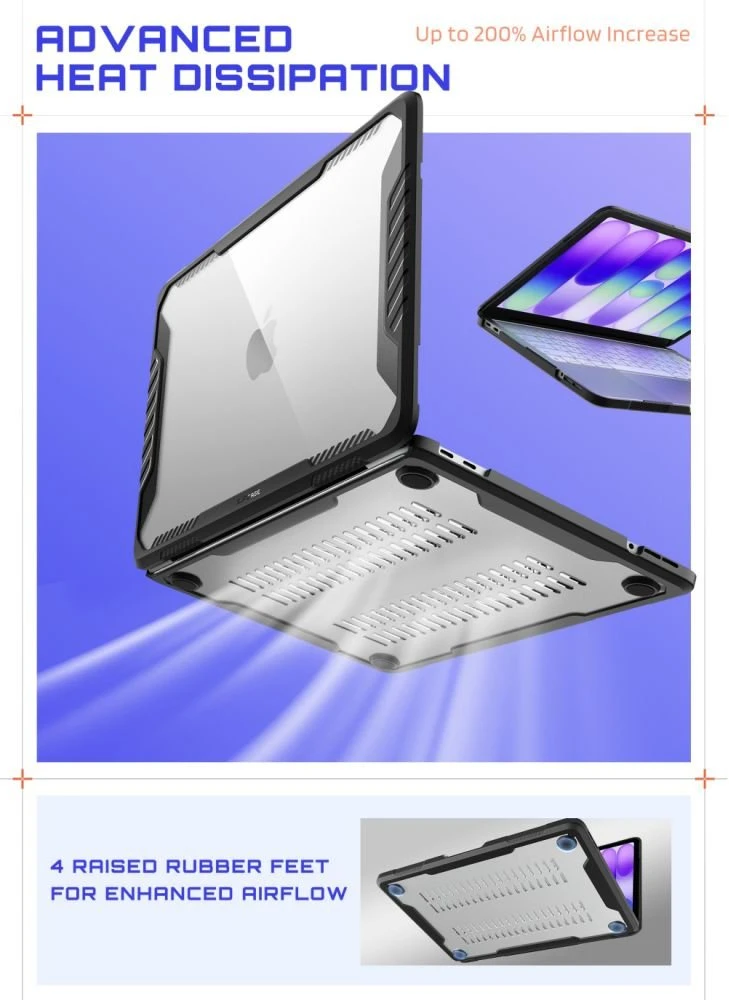 Supcase Unicorn Beetle Pro dėklas MacBook Neo 13" 2026, juodas / skaidrus