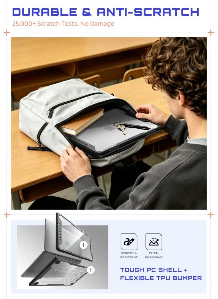 Supcase Unicorn Beetle Pro dėklas MacBook Neo 13" 2026, juodas / skaidrus