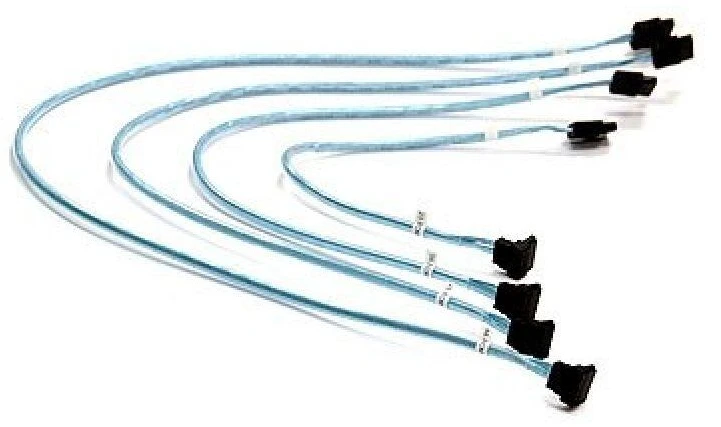 Supermicro 4 x Round SATA cable 0.56 m Juodas, Mėlyna, Baltas