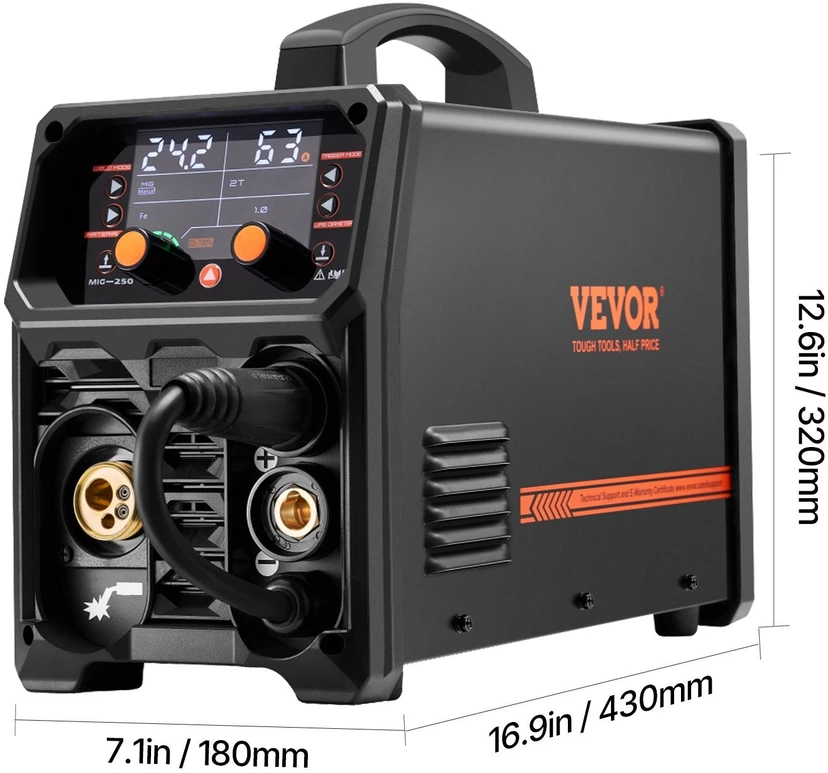 VEVOR 250A MIG suvirinimo aparatas su 5 funkcijomis