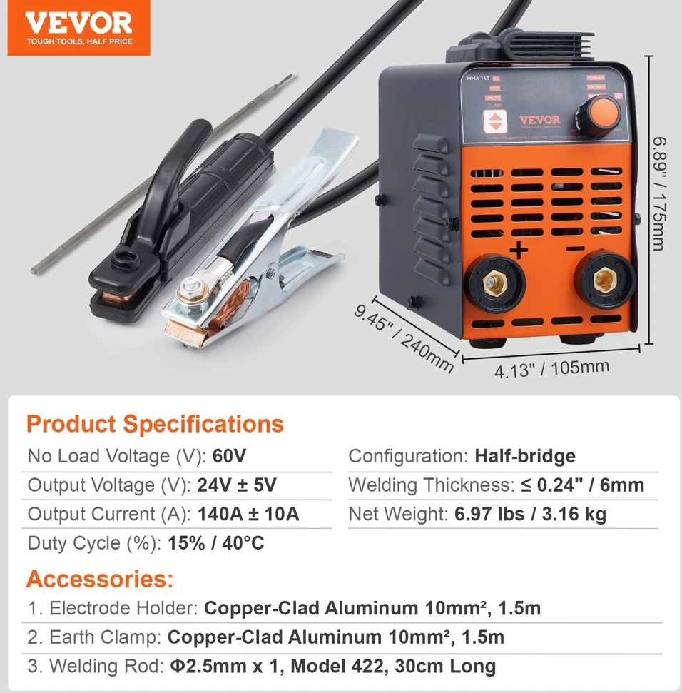 VEVOR Lanko suvirinimo aparatas 220V, 100A 2-in-1