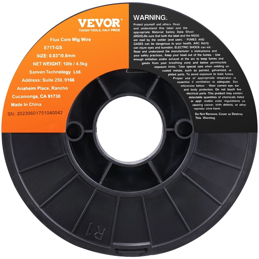 VEVOR Fluxinė suvirinimo viela E71T-GS 0.8 mm 4.5kg