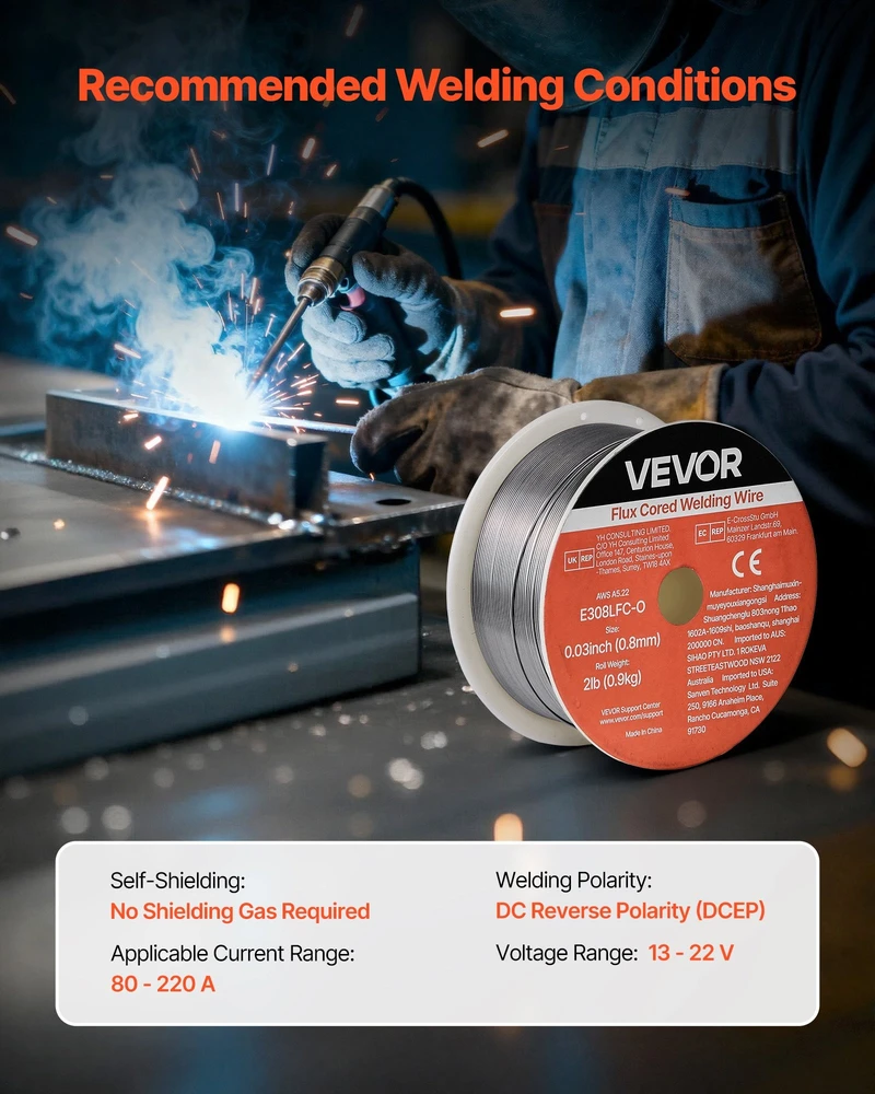 VEVOR Srauto branduolinis MIG suvirinimo viela 0.8mm 0.9kg
