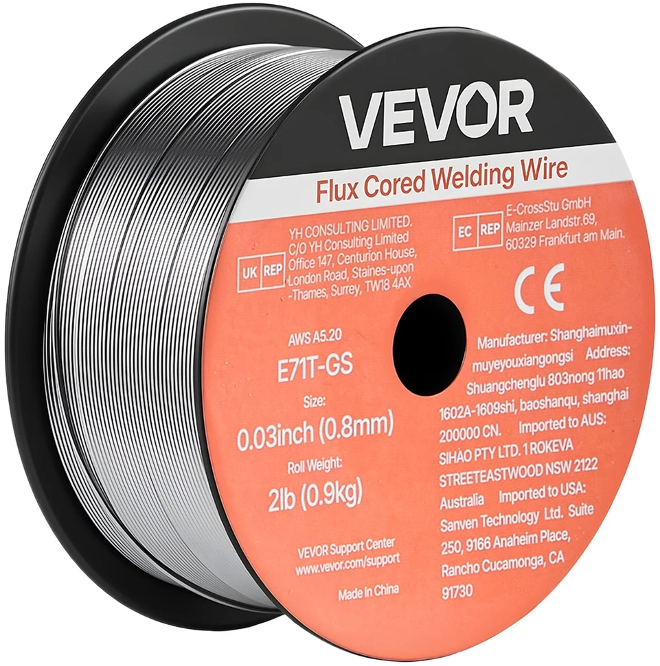 VEVOR Srauto šerdis suvirinimo viela, 0.8mm, 0.9kg (3 ritės)