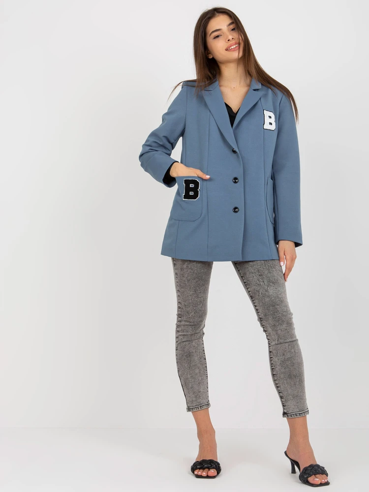 Švarkas moterims -LK-MA-509286-1.46P-tamsiai mėlyna