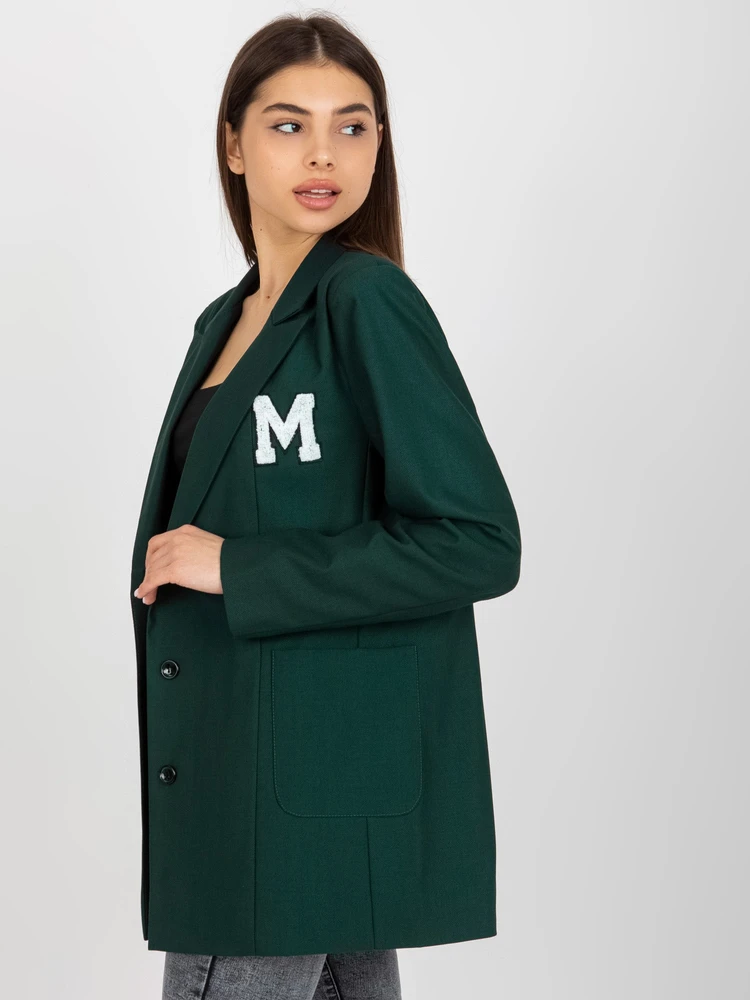 Švarkas moterims -LK-MA-509286-2,45P-tamsiai žalia