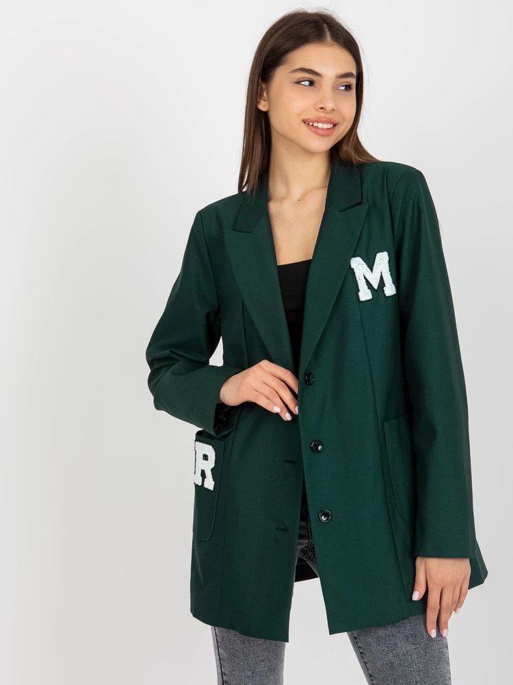 Švarkas moterims -LK-MA-509286-2,45P-tamsiai žalia