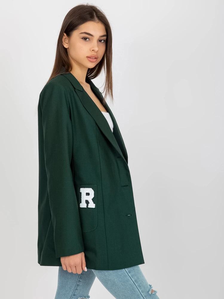 Švarkas moterims LK-MA-509286-3.01P-tamsiai žalia