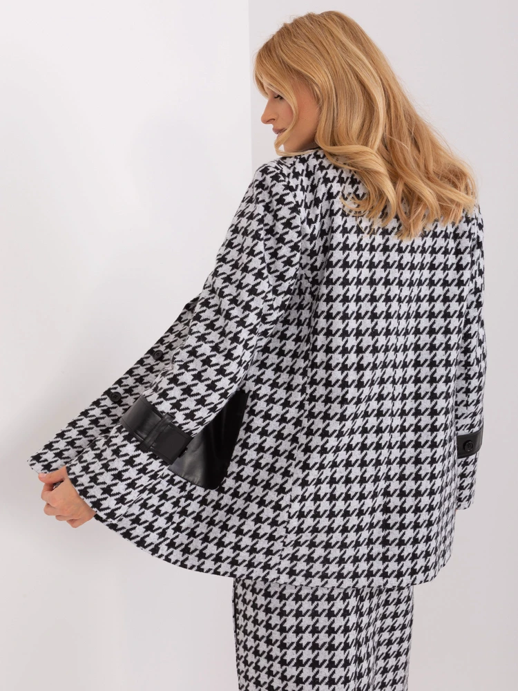 Švarkas moterims -LK-MA-509511.99-balta-juoda